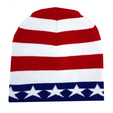 American Flag Beanie Usa Red White And Blue Knit Hat Knitted Hats