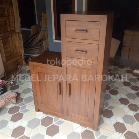 Jual Meja Nakas Galon Serbaguna Hias Laci Pintu Kayu Jati Mebel