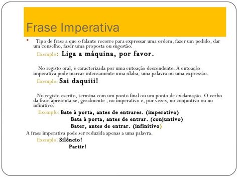 O Que E Frase Imperativa - Tipos e Formas de Frases - Frase Imperativa