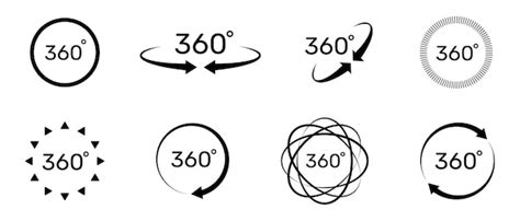 Premium Vector 360 Degree Icon Set Symbol With Arrow To Indicate The