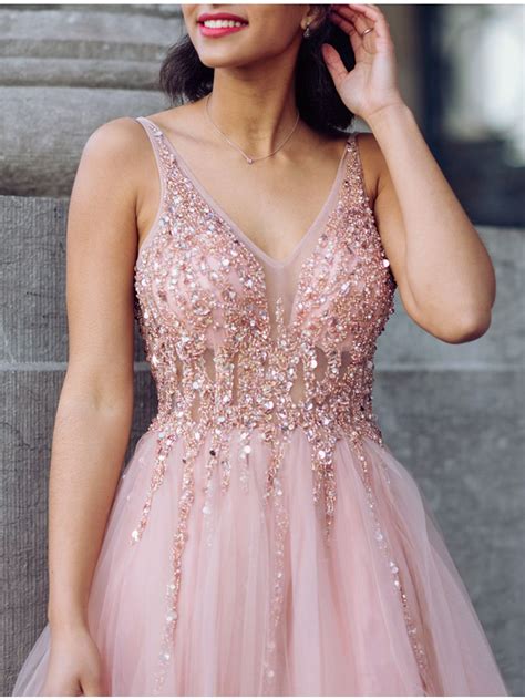 Robe longue en tulle et bustier à strass Rose pâle Anne Sophie