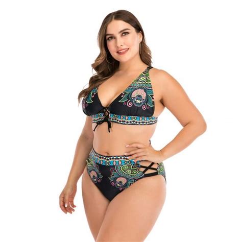 Ensemble De Maillot De Bain Taille Haute Pour Femme Sexy Bikini Plus Size Split Maillots