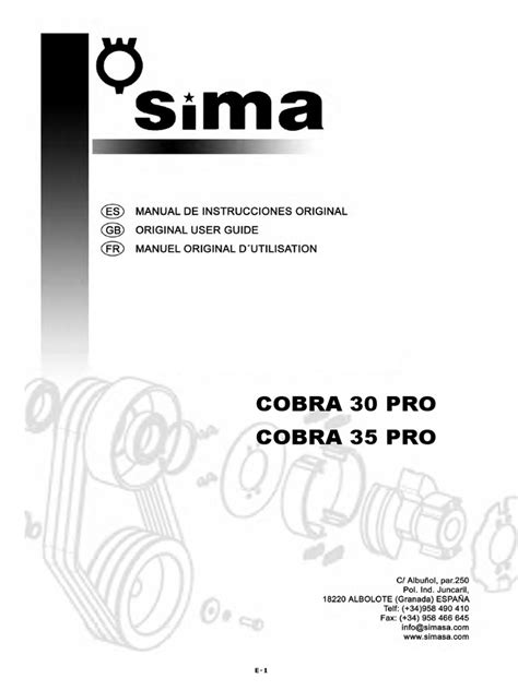 Manual Instrucciones Sima Cobra Pro R Pdf Tornillo Agua