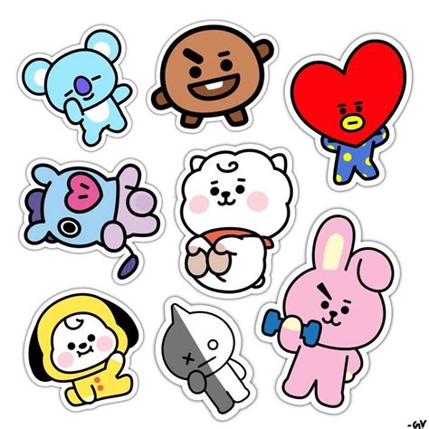 BT21 Characters stickers | Pegatinas bonitas, Diseño de pegatina ...