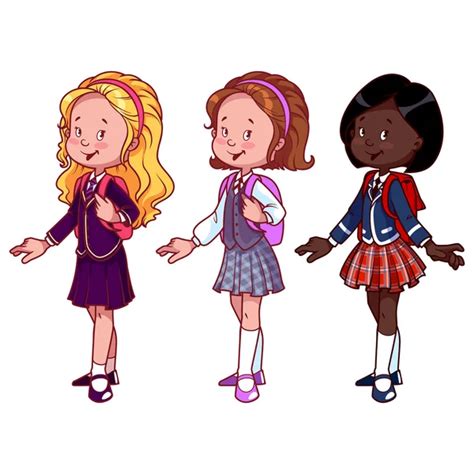 ᐈ Caricaturas de niños con uniforme escolar imágenes de stock animado