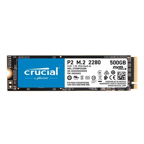 SSD M.2 NVMe 500GB CRUCIAL P2 - 2300MBs/940MBs - Computadores ...