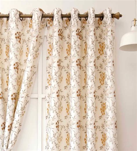 Buy Yellow Floral Polyester Ft Semisheer Eyelet Door Curtain By