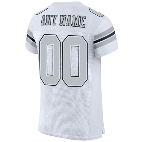 Custom White Silver-Black Mesh Authentic Football Jersey – Fiitg