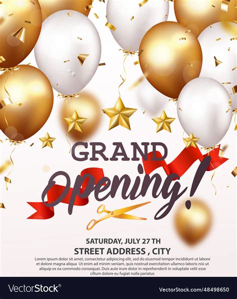 Grand opening invitations card design with gold Vector Image