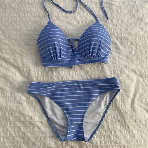 Shade Shore Swim Shade Shore Medium C Light Blue With White Stripes Bikini Set Poshmark