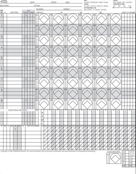 Printable Baseball Scoresheet Template