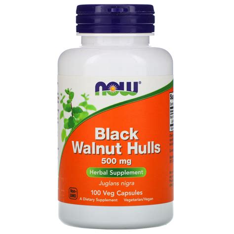 NOW Foods Black Walnut Hulls 500 Mg 100 Veg Capsules