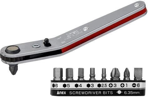 Anex Ultra Low Profile Offset Ratcheting Screwdriver And Hex Wrench 90