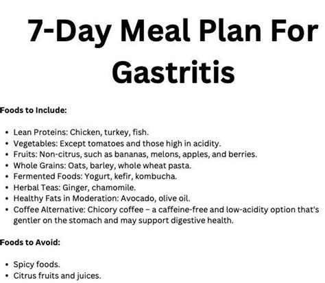 7 Day Meal Plan For Gastritis Diet Meat Eaters Vegetarians Vegans Etsy