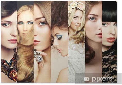 Poster Beauty Collage Faces Of Women Pixersuk