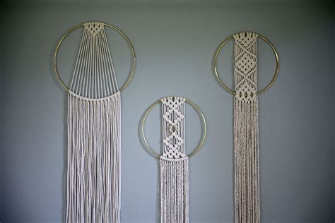 Macrame Wall Hanging Natural White Cotton Rope W Brass Ring