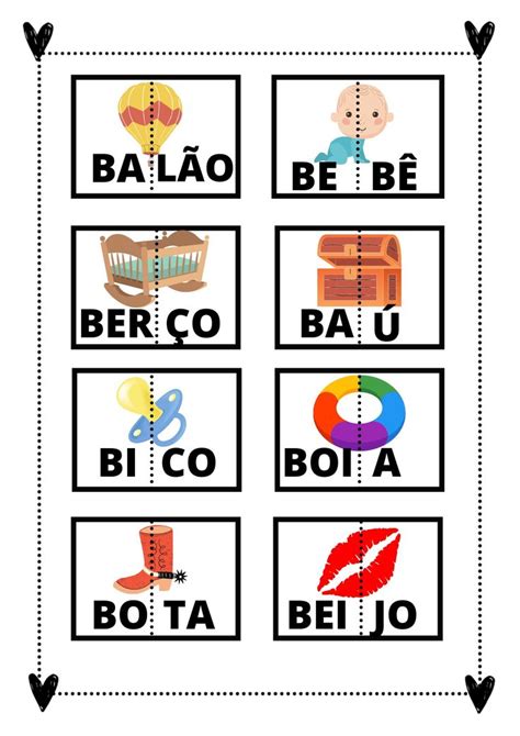 Quebra cabeça Silábico da letra B Alphabet games Activities for kids