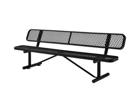 8 Expanded Steel Bench With Backrests Surface Mounted