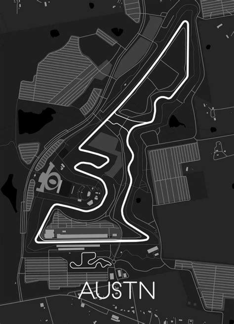 Circuit Of The Americas Austin Texas Track Map For Poster Wall Art