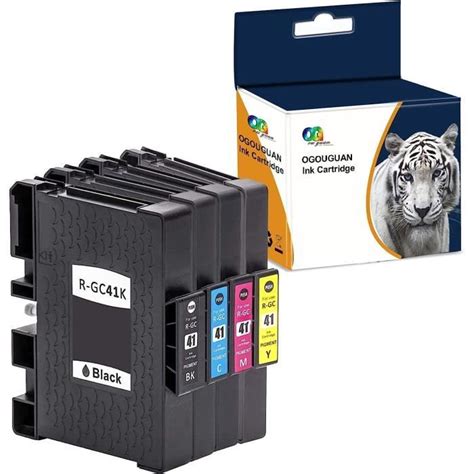 Ouguan 4x Compatible GC41 GC41K Lot Cartouches D Encre Pour Ricoh IPSiO