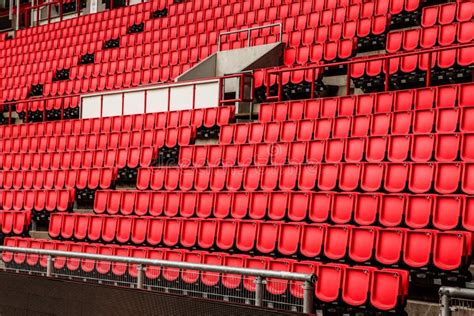 Bright Red Stadium Seats Stock Photo Image Of Outdoors