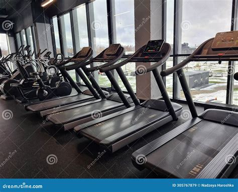 Modern Gym Fitness Center with Equipment and Machines Stock Image ...