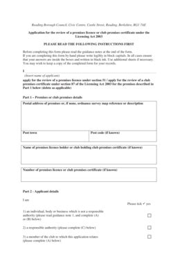 Fillable Online Reading Gov Application Form Review Of Premises