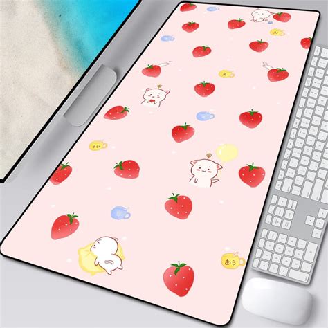 Large Strawberry Milk Pink Mousepad Gamer Cute Kawaii Gaming Mouse Pad