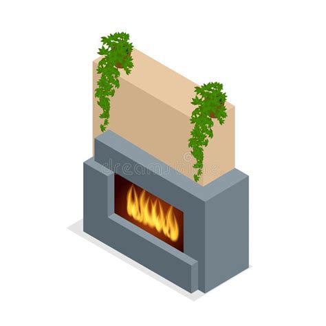 Isometric Fireplaces Stock Illustrations Isometric Fireplaces