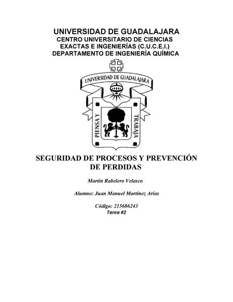 Tarea 2 Seguridad Y Prevencion De Perdidas Universidad De Guadalajara