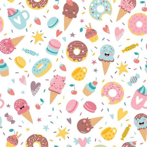 Donut Background Ice Cream Background Ice Cream Illustration Pattern