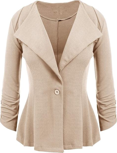 Chigant Damen Blazer Taillierte Kurze Elegante 3 4 Ärmel Jacke Business