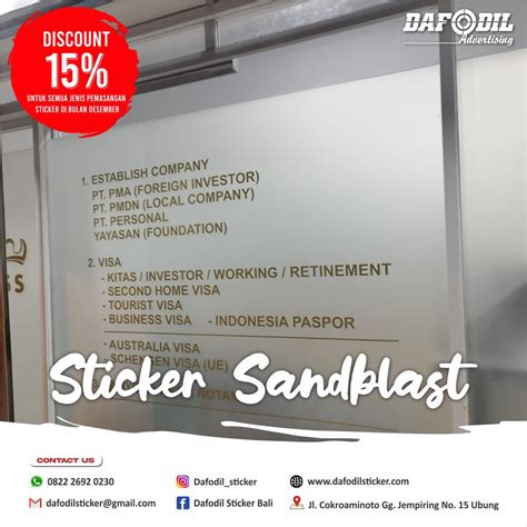 Dafodil Advertising STICKER SANDBLAST BALI JASA STICKER SANBLAST BALI