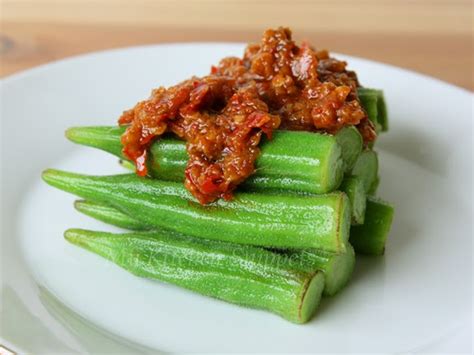 My Kitchen Snippets Blanch Okra With Spicy Sambal