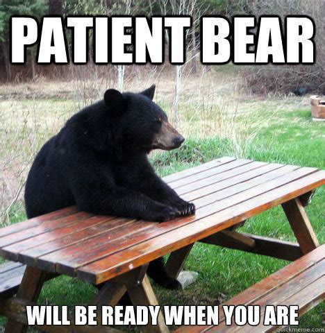 Patient bear will be ready when you are - waiting bear - quickmeme