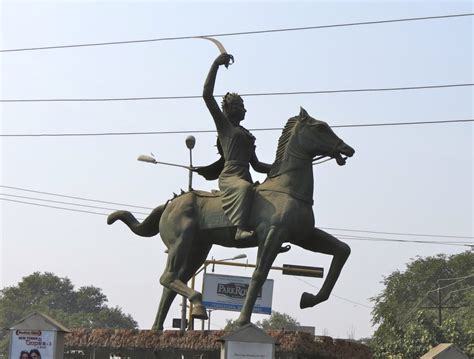 Equestrian statue of Rani of Jhansi Lakshmibai in Agra, Uttar Pradesh India