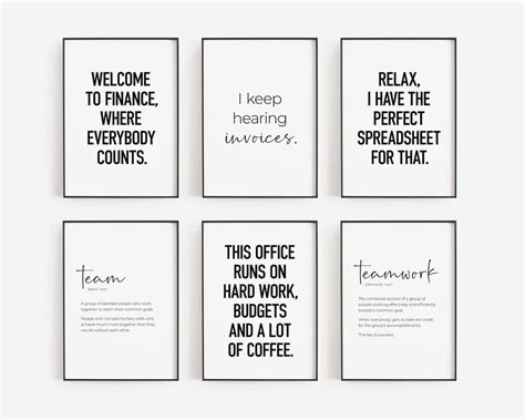 Finance Office Decor Set Of 6 Printables Accountant Ts Funny Team