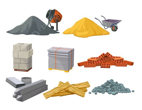 Building Material Heaps Set Set House Heaps PNG And Vector With