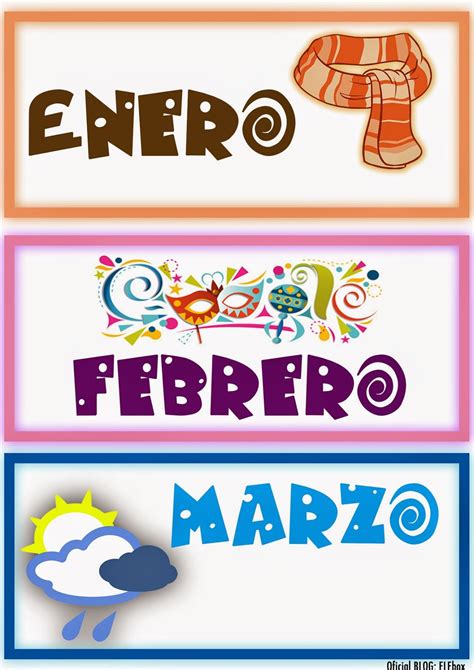 Calendario Para Niños Los Meses Del Año