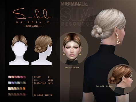 The Sims Resource Minimalsim Elegante Updo Hairstyle Se