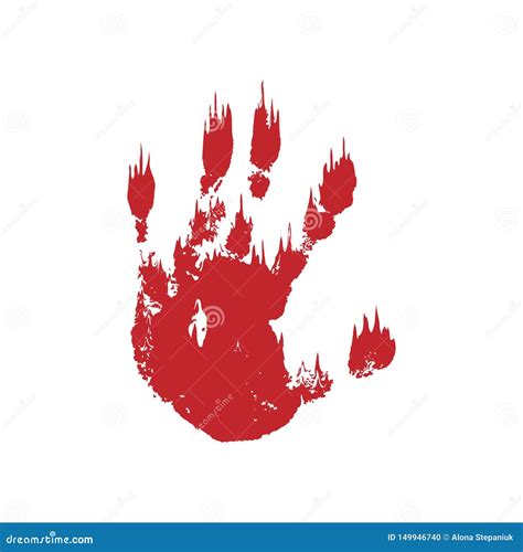 Bloody Hand Print Isolated White Background Horror Scary Blood Dirty