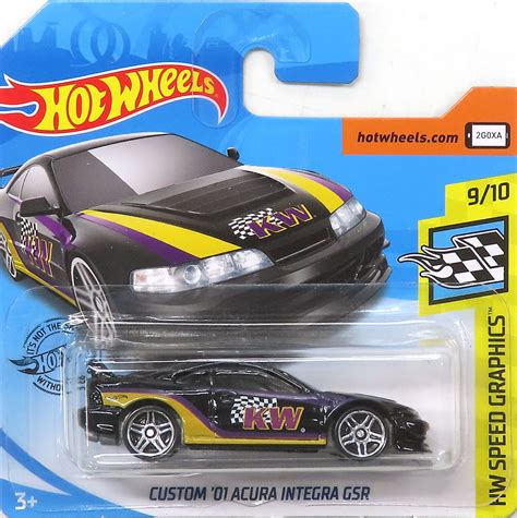 ミニカー CUSTOM ACURA INTEGRA GSR ブラックバイオレットイエロー Hot Wheels HW SPEED GRAPHICS FYF