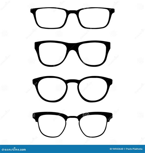 Set Of Glasses Isolated On White Background Vector Glasses Model Icons