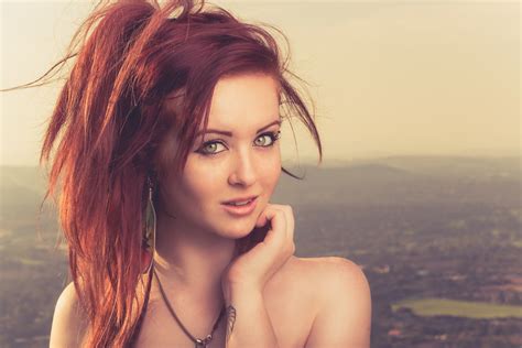 Women Redhead Face Portrait Tattoo Long Hair Looking At Viewer Blurred Wallpaper Resolution