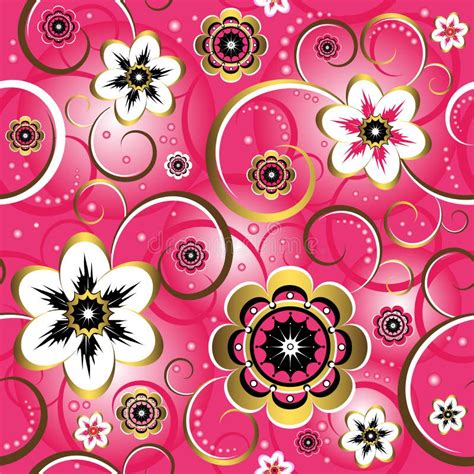 Floral Pink Grunge Seamless Pattern Stock Vector Illustration Of