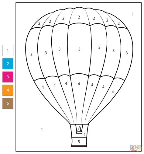 Color By Number Hot Air Balloon Free Printable Coloring Pages