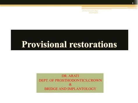 Provisional Restorations Ppt