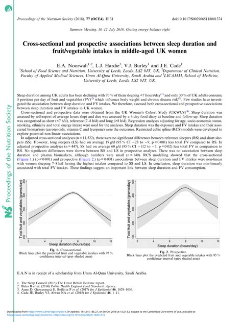 PDF Cross Sectional And Prospective Associations Between Sleep