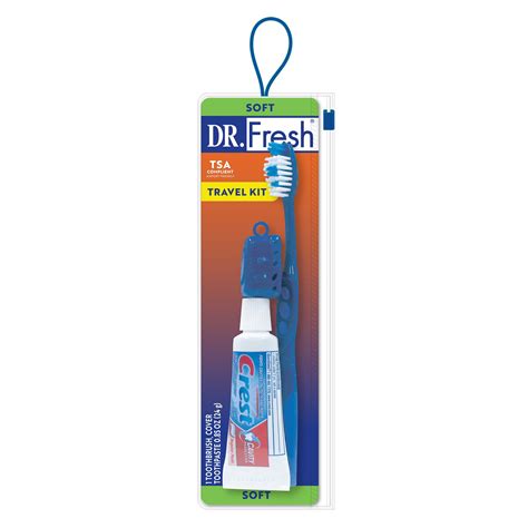 Dr Fresh Oral Care Travel Kit Soft Bristle Adult Toothbrush And Cap