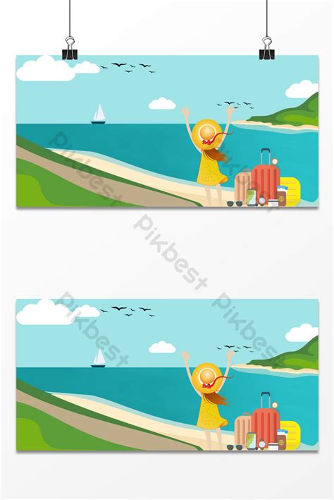 Fresh Drawing Cartoon Travel Background Backgrounds | PSD Free Download ...